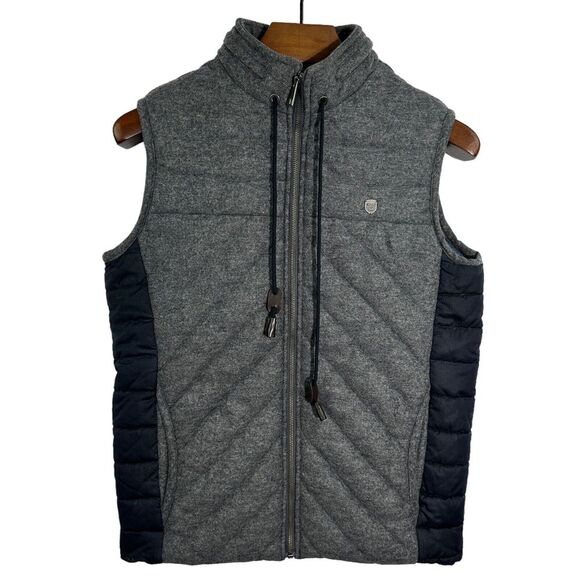 ANTONY MORATO GOLD Mens Gray Wool Navy Polyester Full‎ Zip Puffer Vest 48M